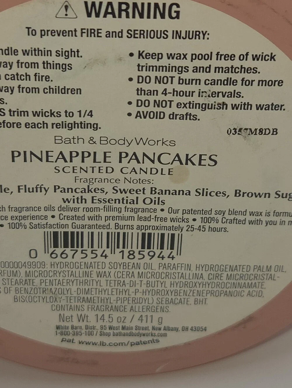 Bath & Body Works Pineapple Pancakes Scented 3 Wick Candle